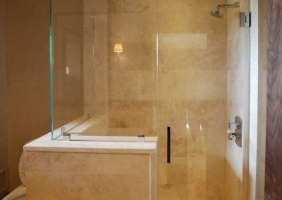 Shower glass installation by Standard Glass in New Orleans.